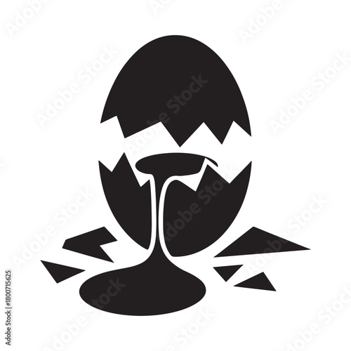 Cracked egg symbol with spilling contents