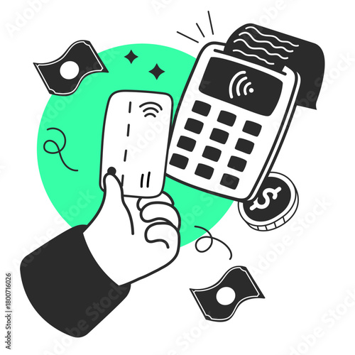 contactless payment  illustration for UI design and WEB design