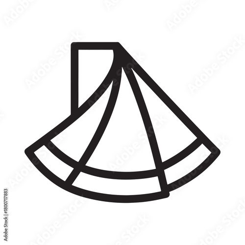 Stylized geometric fan shape with segmented arcs