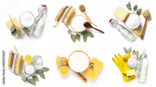 Collage of baking soda, vin...