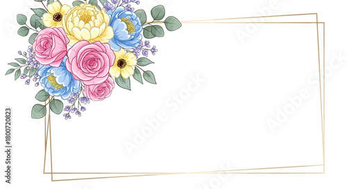 Elegant Floral Border Design Perfect for Invitations, Greeting Cards, and Decorative Elements