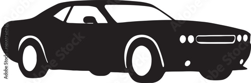 Classic Muscle Car Silhouette Vector Illustration for Automotive Enthusiasts and Design Projects with Dynamic Lines and Retro Appeal Showcasing Performance
