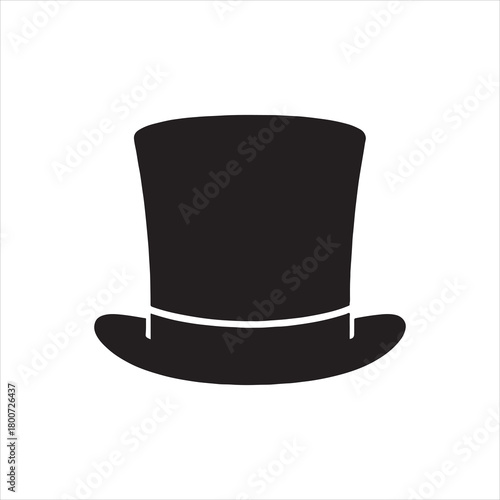 Elegant Top Hat Silhouette on White Background Depicting Classic Style and Formal Occasions Vector Illustration