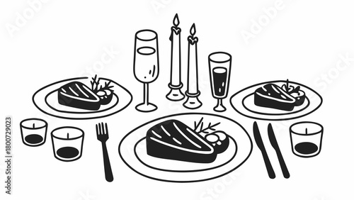 Elegant dining set illustration vector scalable eps icon luxury fine cutlery celebration