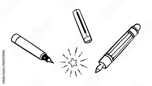 Hand drawn marker pen set vector illustration doodle art elements scalable graphic