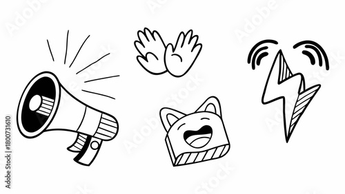Hand-drawn doodle stickers vector set for fun projects scalable eps icon illustration