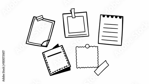 Hand drawn sticky notes doodles vector set scalable illustration for notes and reminders