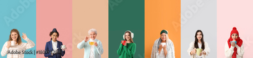 Set of different women with...