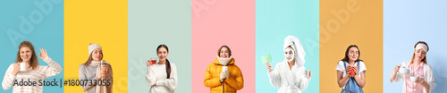 Set of different women with...
