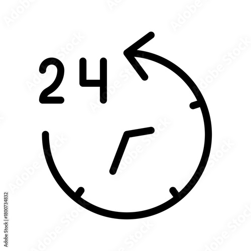 24 Hours icon set featuring sleek, modern symbols for time tracking, daily scheduling, and round-the-clock activity management