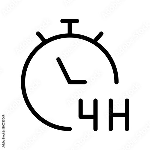 Stopwatch 4H icon set featuring precise, modern symbols for tracking extended activities, workouts, and timed events efficiently