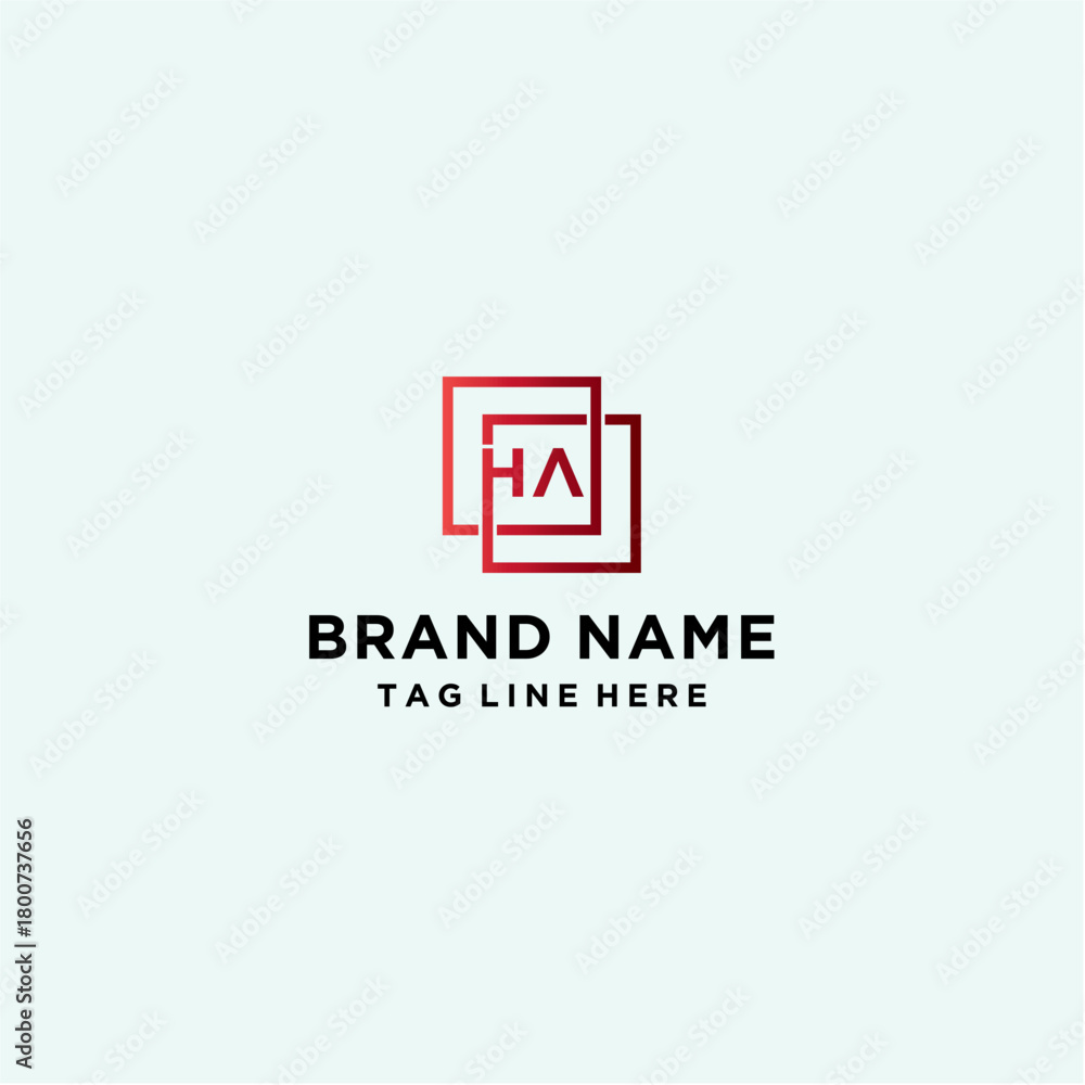 Fototapeta premium Letter HA Logo Design with Square Vector Template