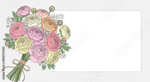 Hand-drawn gold peony flowers in a luxurious line art style. A sophisticated floral vector background design template with elegant copy space