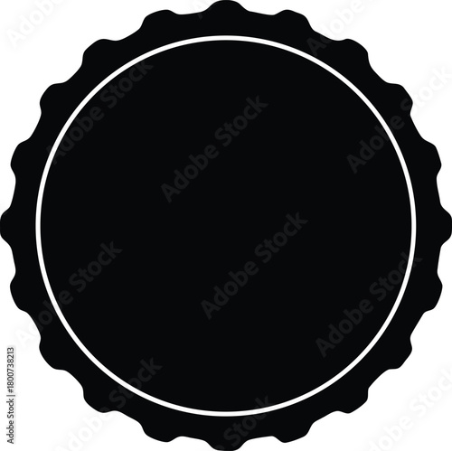 Black beer bottle cap silhouette simple graphic vector 2