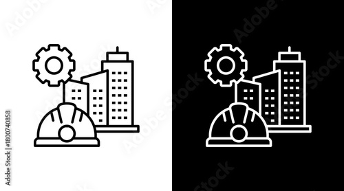 Civil Engineering White Icon Set Design