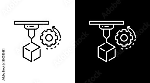 Additive Manufacturing White Icon Set Design