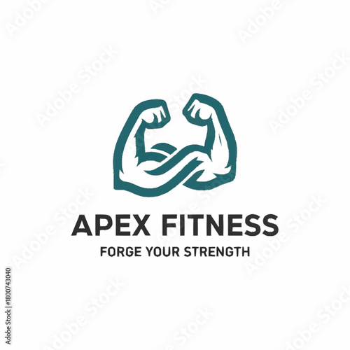 Apex Fitness Logo with Intertwined Biceps Representing Strength and Power.
