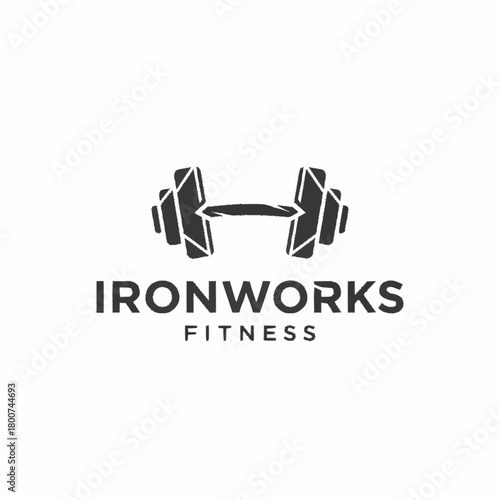 Ironworks Fitness Logo Featuring a Stylized Dumbbell Design for Gym and Training.