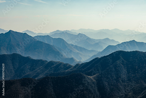 The magnificent mountain scenery with its layered peaks