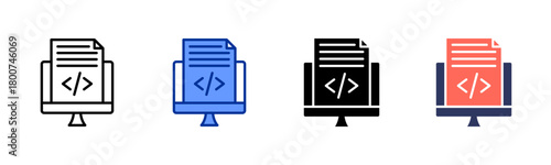 System Log icon set multiple style collection