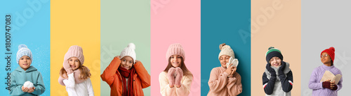 Collage of cute little chil...