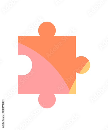 Flat jigsaw puzzle piece for boardgame. Colorful silhouette with a playful design. Perfect for fun toy concepts, children leisure, or hobby table activities. Simple isolated graphic board game
