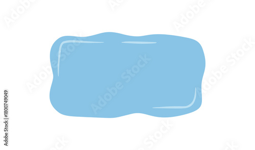 Blue wavy rectangle sticker with hand drawn fluid frame. Badge with quote patch label as background or template box, sign style for creative message concept and text frame.