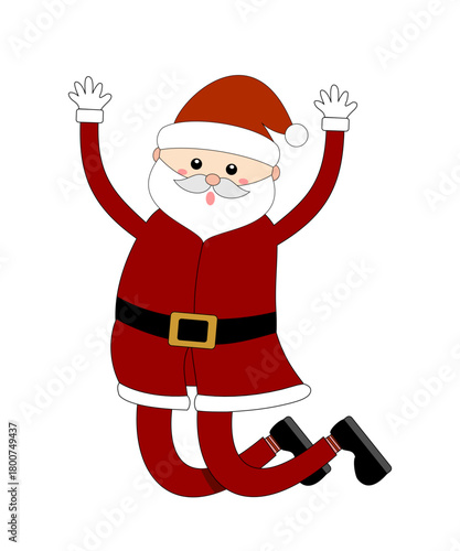 Illustration of santa jumping on white background