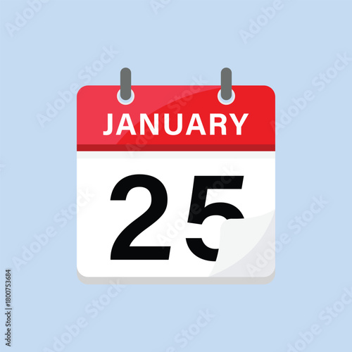 January twenty fifth calendar icon flat design style weekend celebration reminder graphic