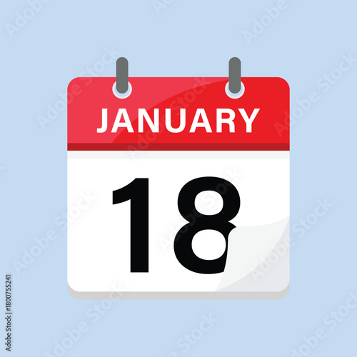 Photography January eighteenth calendar icon flat design style weekly schedule important dea