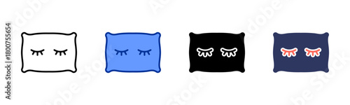 Pillow icon set multiple style collection