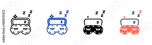 Sleep Mask icon set multiple style collection