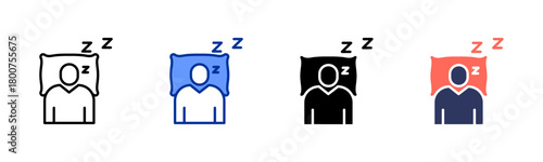 Sleeping Person icon set multiple style collection