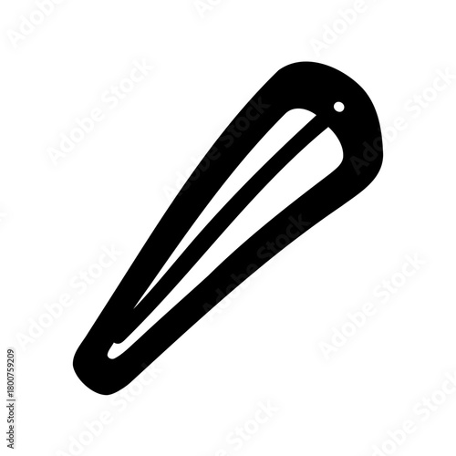 Isolated simple black and white illustration of a classic hair clip accessory