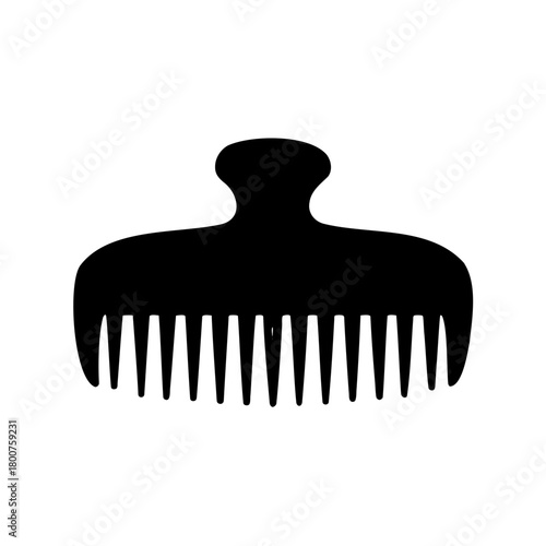Black silhouette of a hair pick comb for afro textured hair