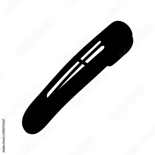 Stylized Black Hair Clip Illustration on a White Background in Simple Style