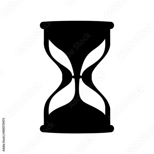 Minimalist Black Sand Timer Icon Illustration on White Background Showing Passage of Time