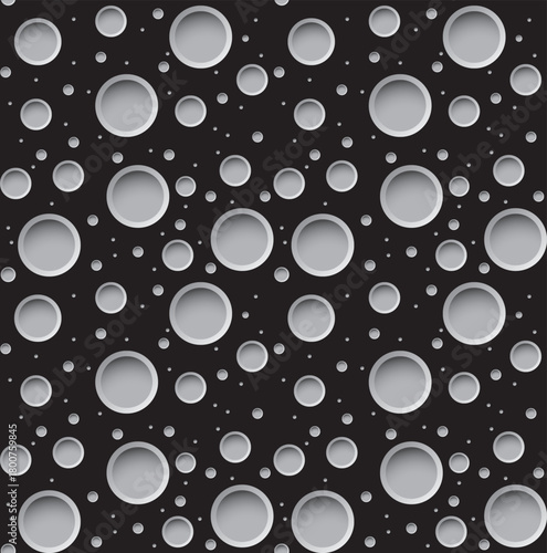 Seamless moon craters surface pattern gray black background texture space theme