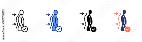 Posture Correction icon set multiple style collection