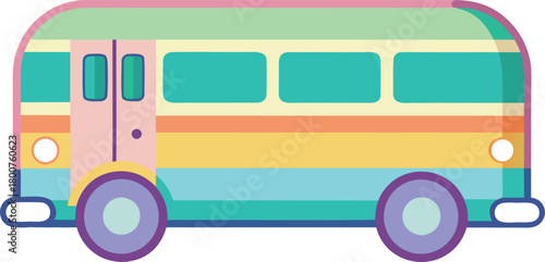 Colorful pastel minimalist bus icon vector.