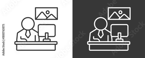 Workplace Icon Set Vector Collection Isolated In Black And White