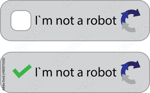 Captcha icon, I am not a robot. Flat vector illustration isolated on white background.