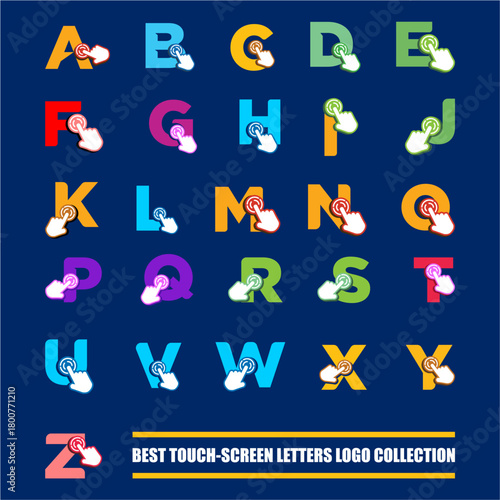 set Letter icon logo with touchscreen vector template