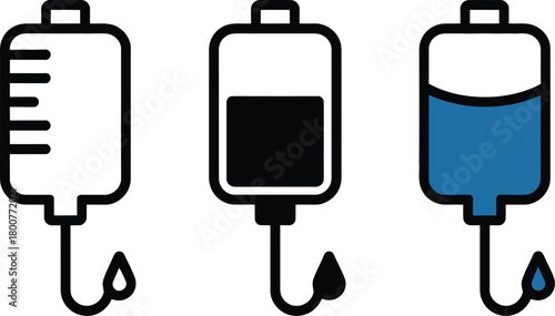 Medical Infusion Bag Three Styles vector , medical, infusion, three, illustration, styles,