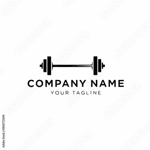 Barbell Logo Design for Fitness Company with Bold Typography and Clean Aesthetic.
