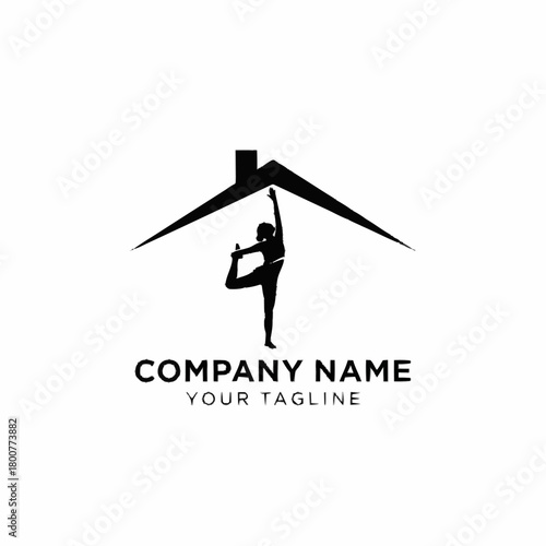Yoga pose under a house roof, symbolizing home wellness and balance.