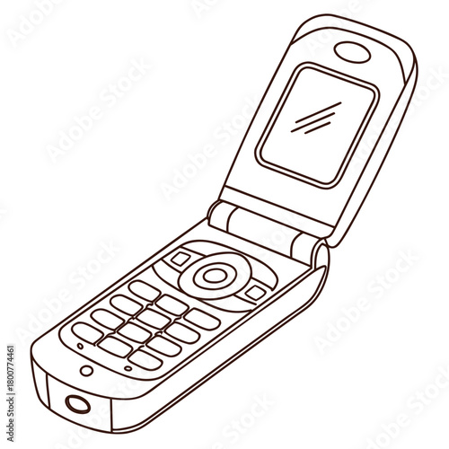 Flip phone with keypad and screen isolated on