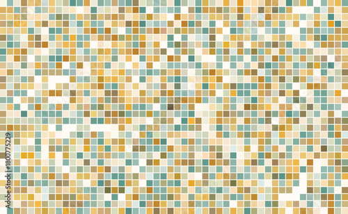 Autumn colors square tile mosaic grid background with teal and orange hues