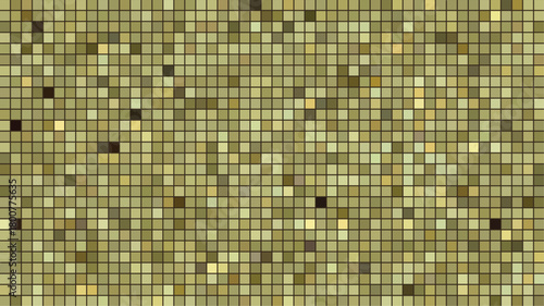 Shimmering gold and olive green square tile mosaic grid backdrop texture
