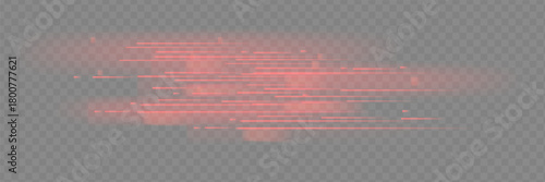 A glowing horizontal red line of light with a bright shine and beam effect. Futuristic glare and neon glow.